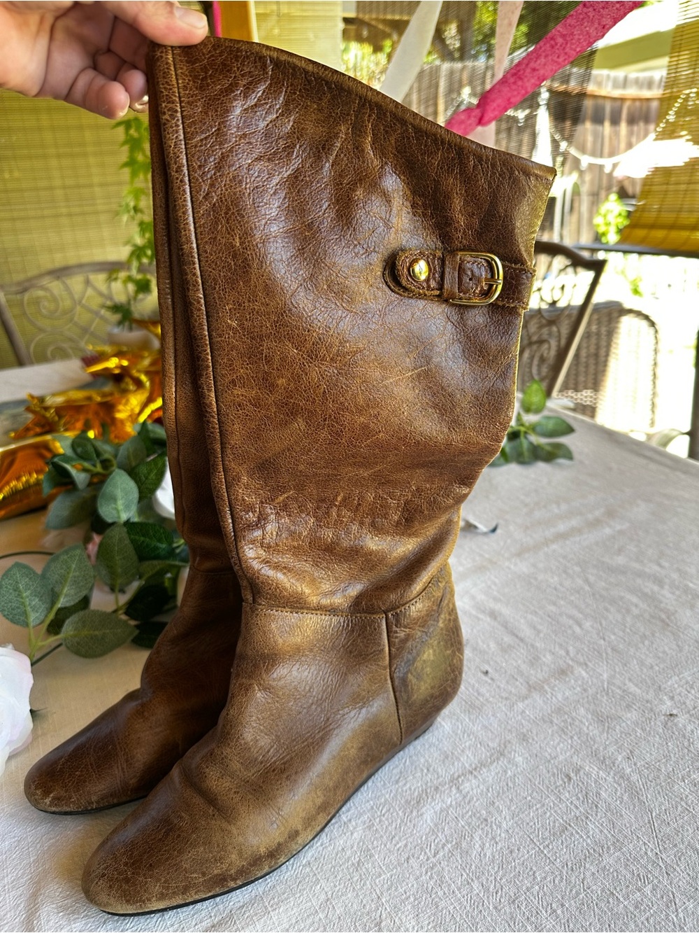 Women's Brown Leather Mid-Calf Boots - Classic Slouch Style